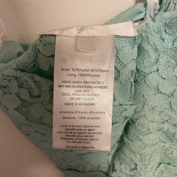 David’s Bridal Long Strapless Lace Dress with Sweetheart Neckline in Mint - Picture 6 of 8